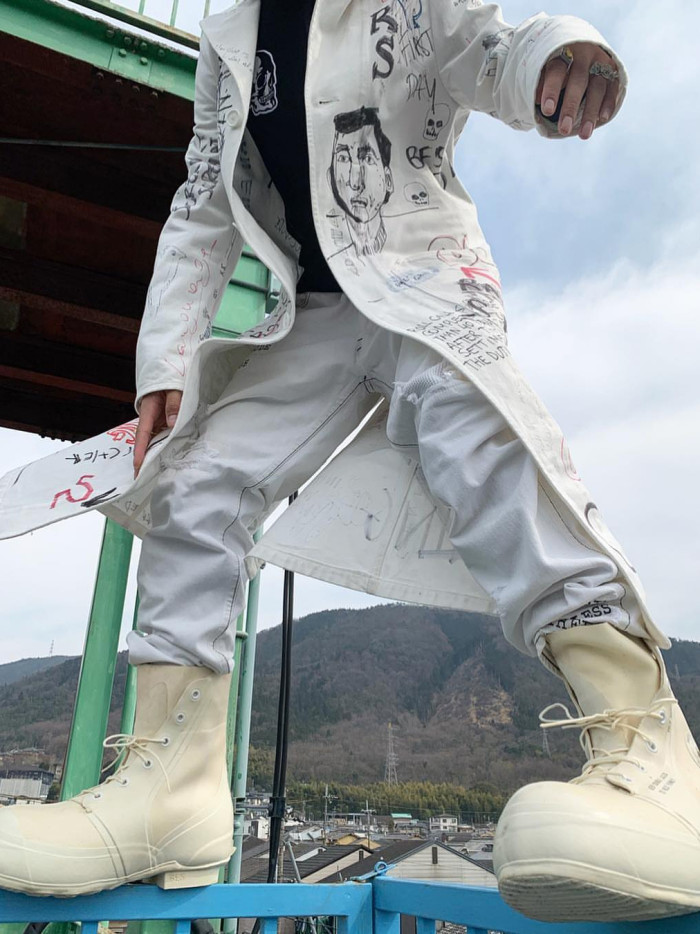 NIGO Raf Simons Men's Spring And Autumn Hand-painted Graffiti Long Trench Coat Jacket High Street Trend Hip-hop Personality Trench Coat Ngvp #nigo1659