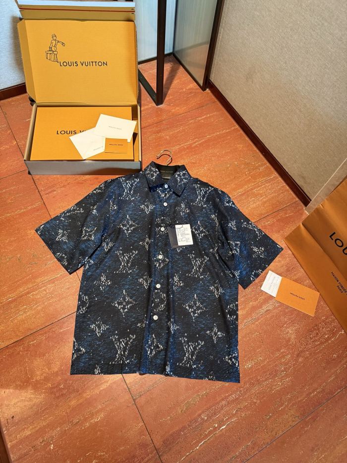 NIGO Louis Vuitton Men's Summer Logo Print Single Breasted Silk Short Sleeved Shirt And Casual Drawstring Shorts Suit Set #nigo76997