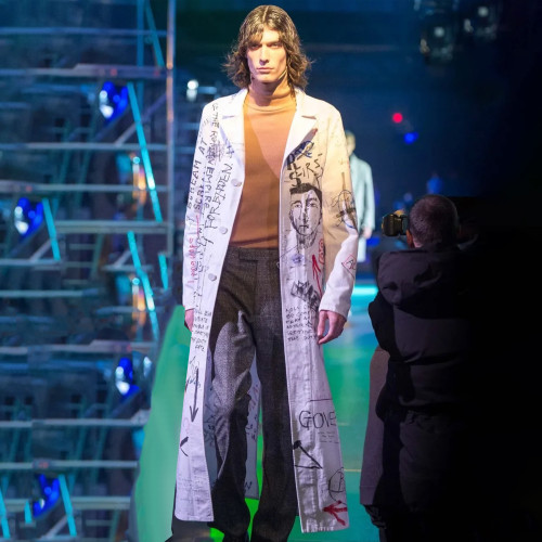 NIGO Raf Simons Men's Spring And Autumn Hand-painted Graffiti Long Trench Coat Jacket High Street Trend Hip-hop Personality Trench Coat Ngvp #nigo1659