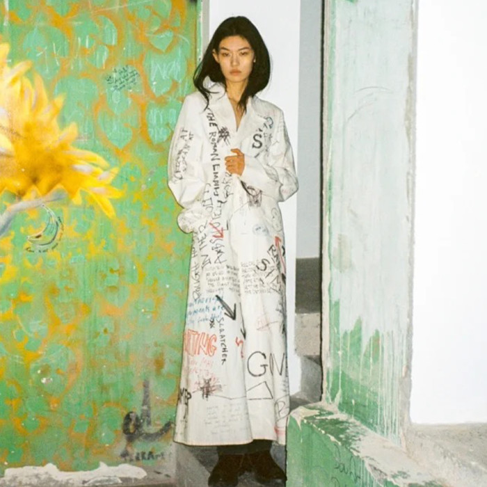 NIGO Raf Simons Men's Spring And Autumn Hand-painted Graffiti Long Trench Coat Jacket High Street Trend Hip-hop Personality Trench Coat Ngvp #nigo1659