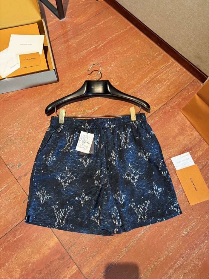 NIGO Louis Vuitton Men's Summer Logo Print Single Breasted Silk Short Sleeved Shirt And Casual Drawstring Shorts Suit Set #nigo76997