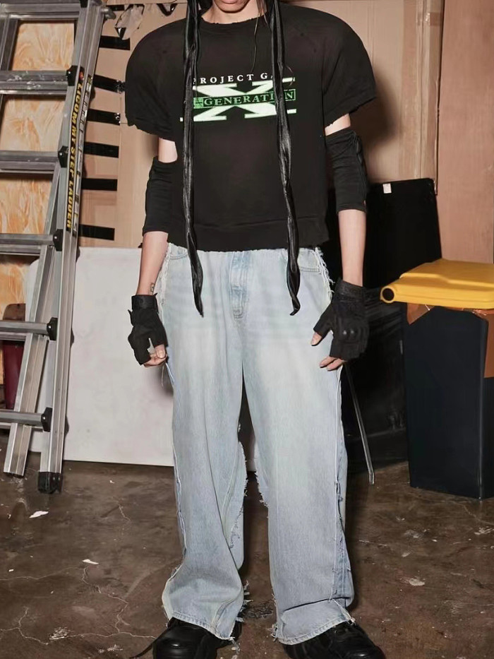 NIGO GRAILZ Project G/R Men's Rugby Styling Spring, Fall And Winter Do Old Loose Letters Printed Round Neck Short Sleeve Cotton Sweatshirt Ngvp #nigo1677