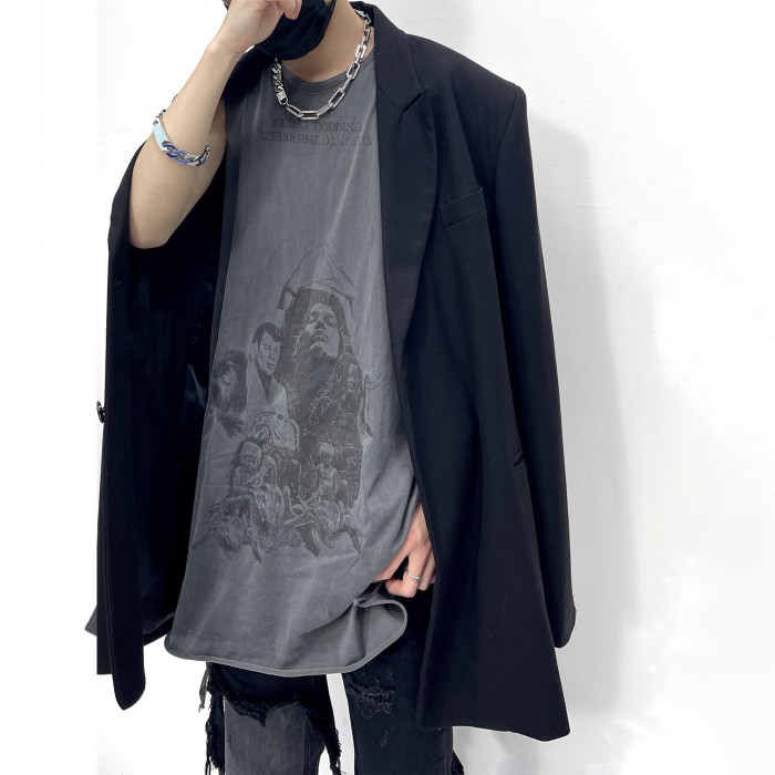 NIGO Raf Simons Men's Women's Spring Summer Religious Printed Washed Aged Tied Sleeveless Vest High Street Trend Sleeveless T-Shirt Ngvp #nigo1654
