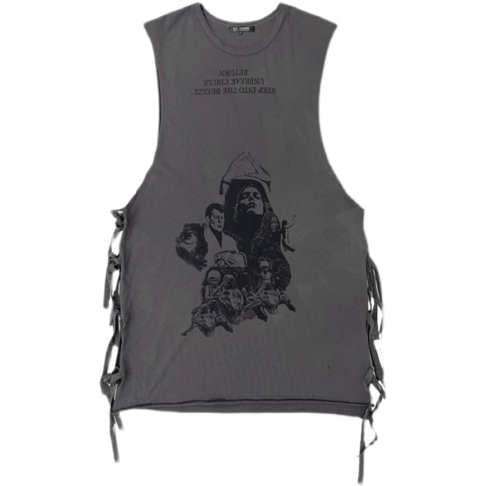 NIGO Raf Simons Men's Women's Spring Summer Religious Printed Washed Aged Tied Sleeveless Vest High Street Trend Sleeveless T-Shirt Ngvp #nigo1654