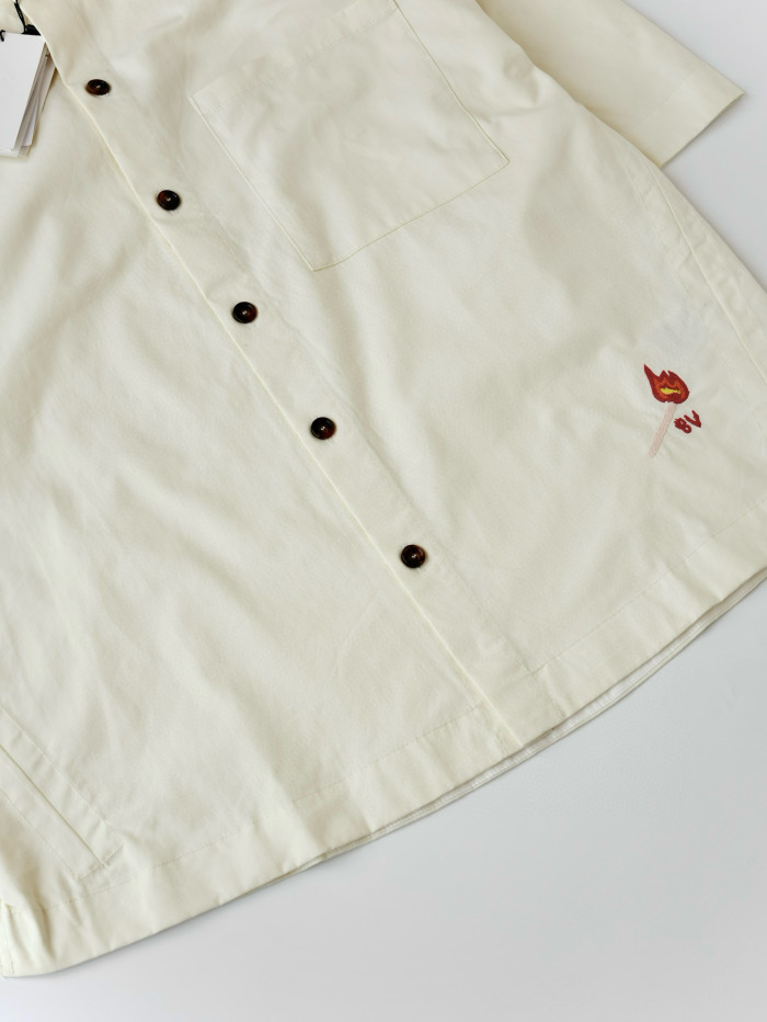 NIGO Bottega Veneta Men's Summer Solid Color Embroidered Matchstick Print Single Button Short Sleeve Shirt #nigo77111