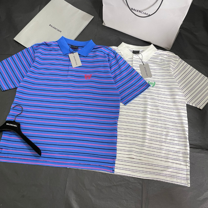 NIGO Balenciaga Men's Summer Solid Colour Stripe Printed Embroidery Pattern Printed Polo Neck Short Sleeve T-Shirt #nigo77117