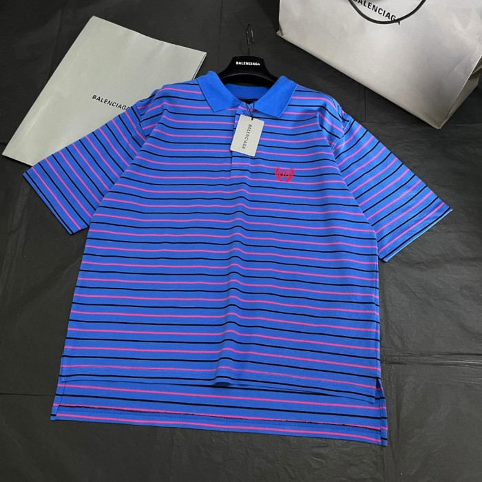 NIGO Balenciaga Men's Summer Solid Colour Stripe Printed Embroidery Pattern Printed Polo Neck Short Sleeve T-Shirt #nigo77117