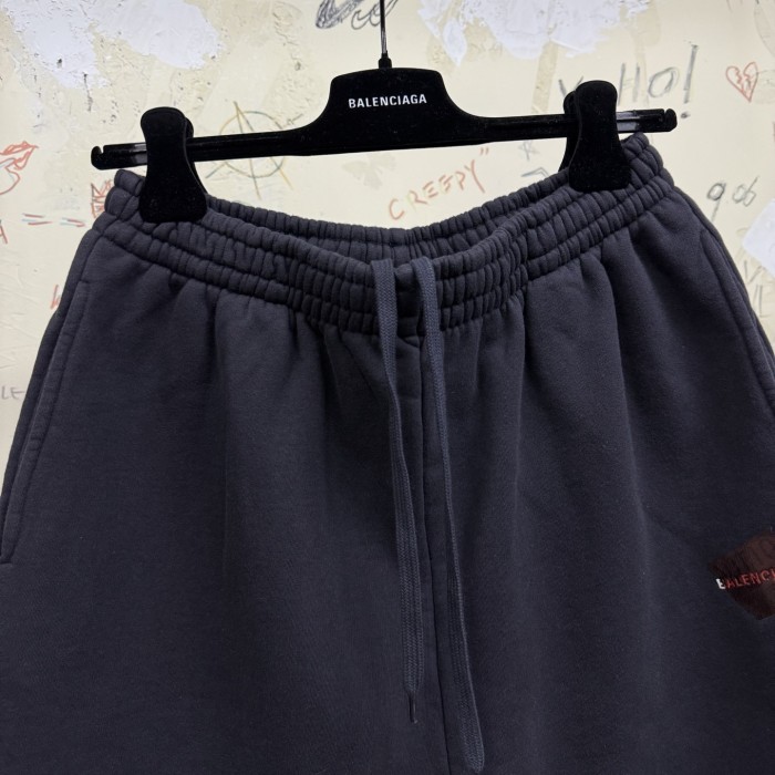 NIGO Balenciaga Men's Summer Solid Colour Tape Covered Embroidered Logo Cotton Sports Shorts #nigo77122