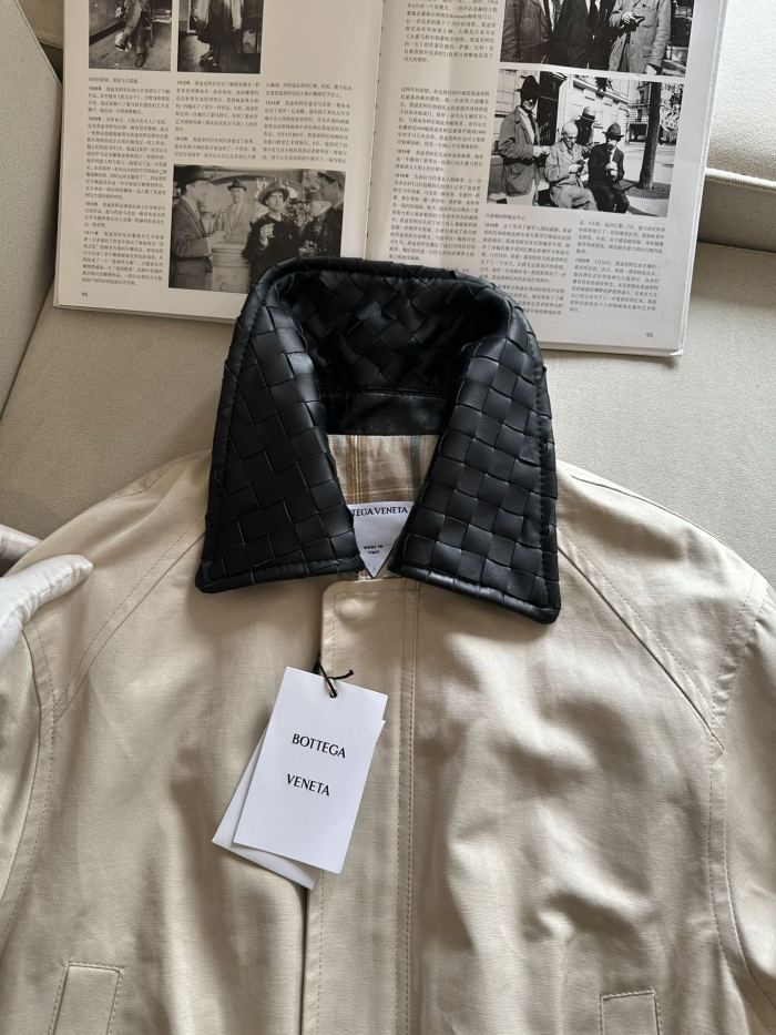 NIGO Bottega Veneta Men's Spring/Autumn Contrasting Collar Zipper Long Sleeve Leather Jacket #nigo77115