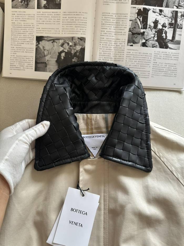 NIGO Bottega Veneta Men's Spring/Autumn Contrasting Collar Zipper Long Sleeve Leather Jacket #nigo77115