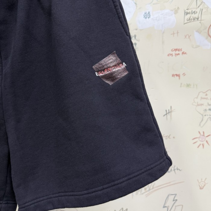 NIGO Balenciaga Men's Summer Solid Colour Tape Covered Embroidered Logo Cotton Sports Shorts #nigo77122