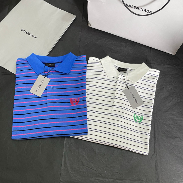 NIGO Balenciaga Men's Summer Solid Colour Stripe Printed Embroidery Pattern Printed Polo Neck Short Sleeve T-Shirt #nigo77117