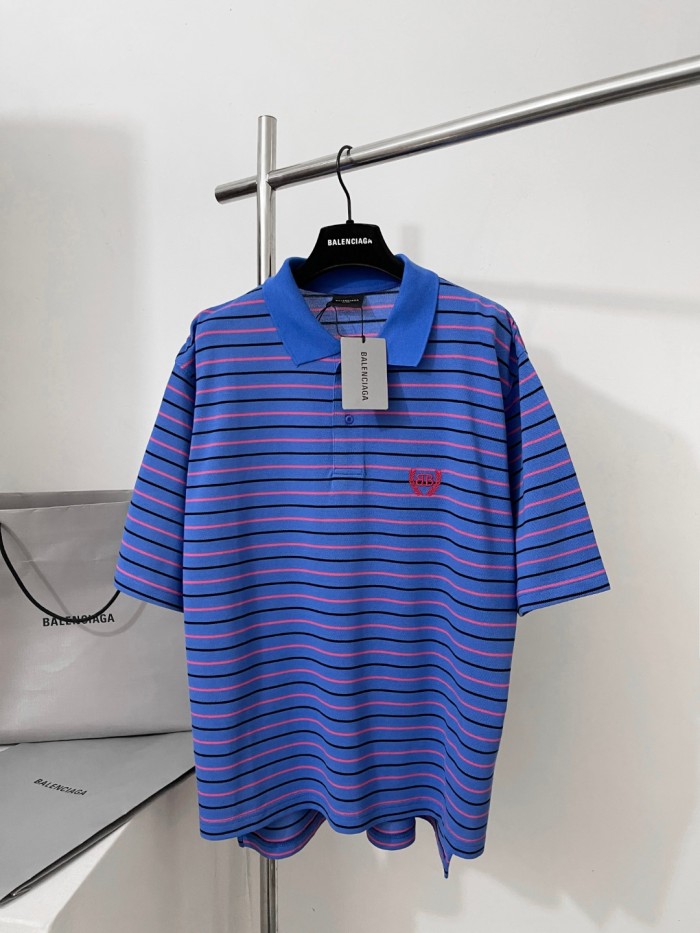 NIGO Balenciaga Men's Summer Solid Colour Stripe Printed Embroidery Pattern Printed Polo Neck Short Sleeve T-Shirt #nigo77117