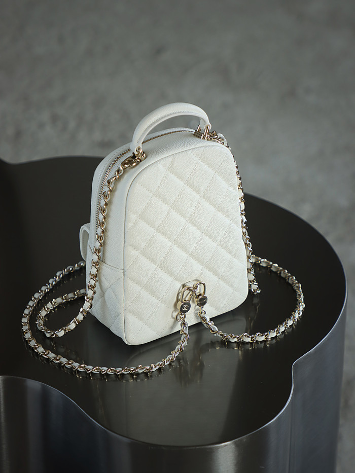 NIGO Chanel Women's Solid Color Chain Shoulder Strap Grained Cowhide Mini Backpack Bag Bags #nigo77138