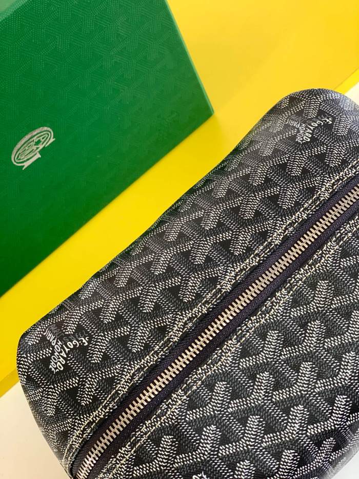 NIGO GOYARD Bowling 25 Men's and Women's Y-shaped Old-fashioned Full-print Zipper Leather Handbag Makeup Bag Bags #nigo77132