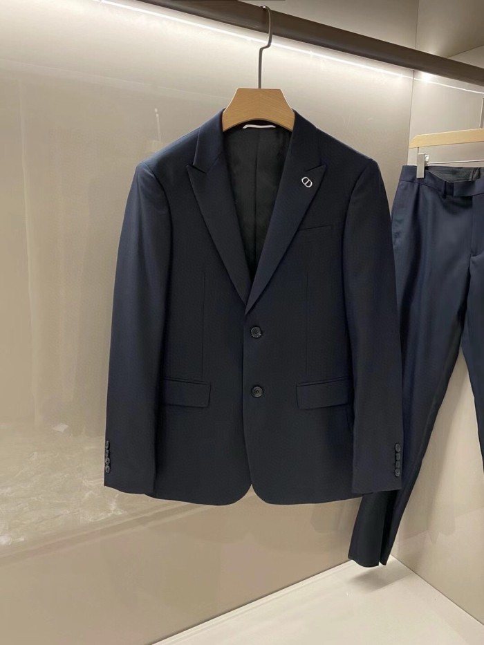 NIGO Dior Men's Spring/Autumn Solid Color Business Casual V-neck Single-breasted Wool Blazer Suit Jacket and Trousers Pants Set #nigo77158