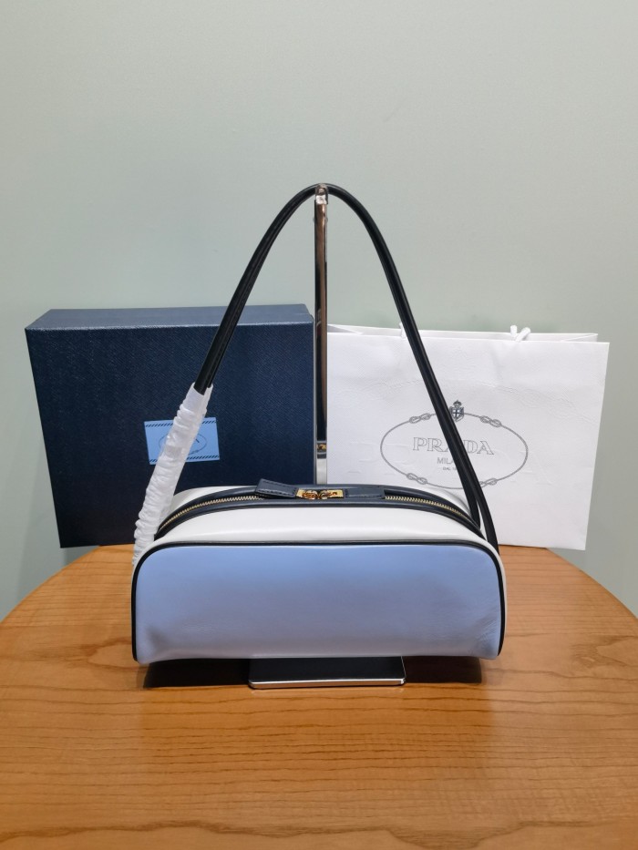 NIGO Prada Swing Women's Solid Color Letter Logo Zipper Closure Calfskin Handbag Shoulder Bag Bags #nigo77148
