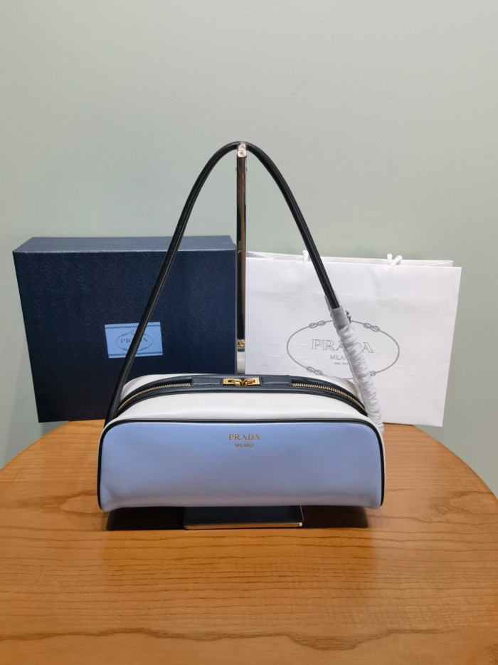 NIGO Prada Swing Women's Solid Color Letter Logo Zipper Closure Calfskin Handbag Shoulder Bag Bags #nigo77148
