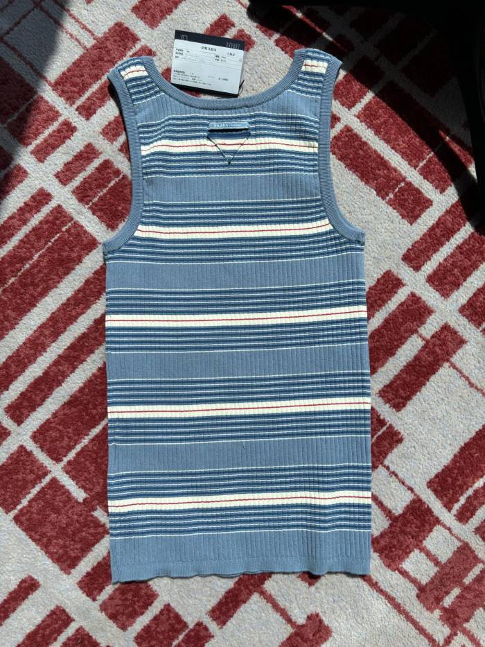 NIGO Prada Women's Summer Color Block Striped Print Knitted Sleeveless Tank Top #nigo77155