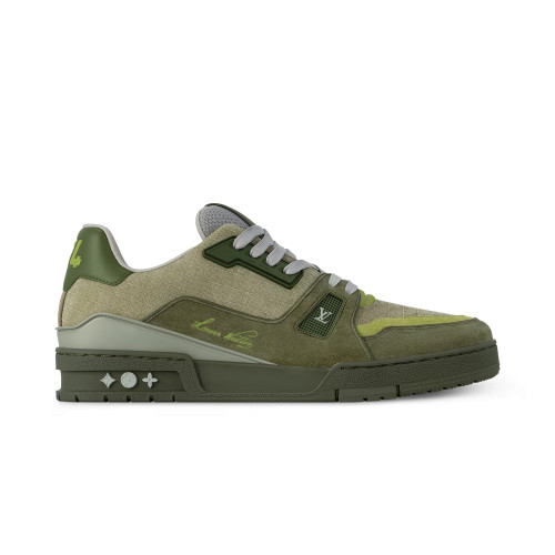 NIGO Louis Vuitton LV Trainer Men's And Women's Two Tone Leather And Canvas Round-toe Lace-up Low-top Flat Casual Shoes #nigo77157