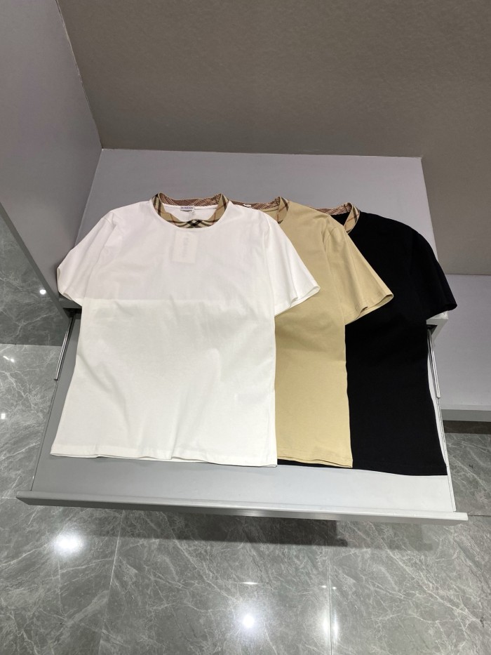 NIGO Burberry Men's Summer Checkered Print Collar Solid Color Cotton Short Sleeve T-Shirt #nigo77145
