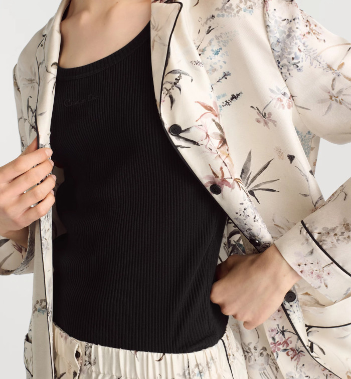 NIGO Dior Women's Floral Print Lapel Long-Sleeved Silk Shirt Spring And Fall Loose Homewear Suit Elastic Waist Casual Pants Ngvp #nigo1682