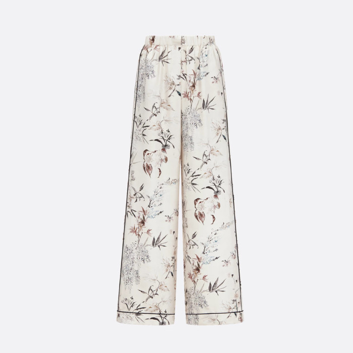 NIGO Dior Women's Floral Print Lapel Long-Sleeved Silk Shirt Spring And Fall Loose Homewear Suit Elastic Waist Casual Pants Ngvp #nigo1682