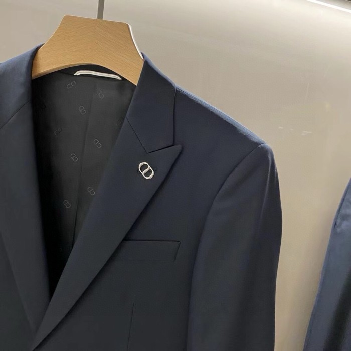 NIGO Dior Men's Spring/Autumn Solid Color Business Casual V-neck Single-breasted Wool Blazer Suit Jacket and Trousers Pants Set #nigo77158