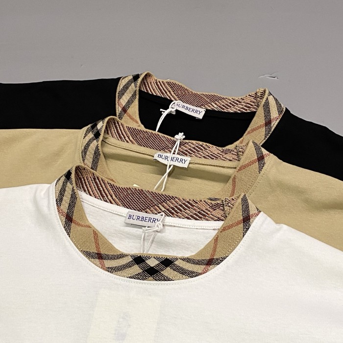 NIGO Burberry Men's Summer Checkered Print Collar Solid Color Cotton Short Sleeve T-Shirt #nigo77145