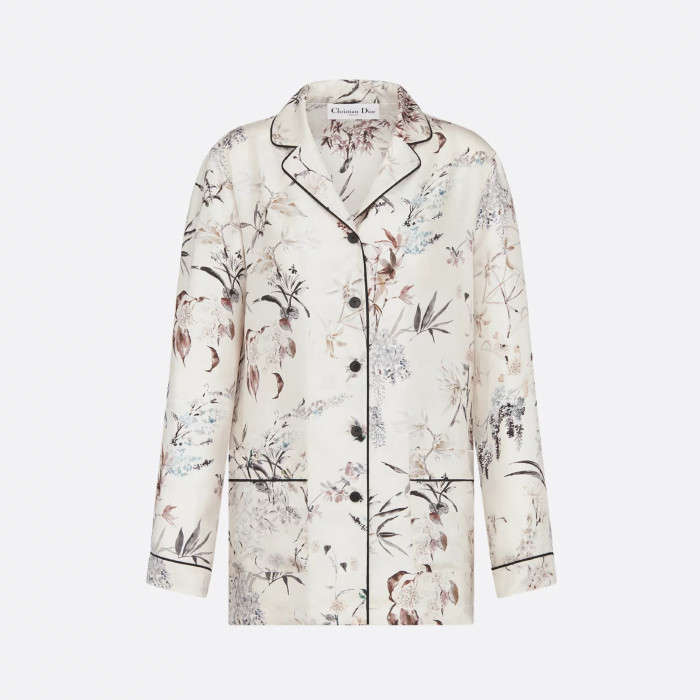 NIGO Dior Women's Floral Print Lapel Long-Sleeved Silk Shirt Spring And Fall Loose Homewear Suit Elastic Waist Casual Pants Ngvp #nigo1682