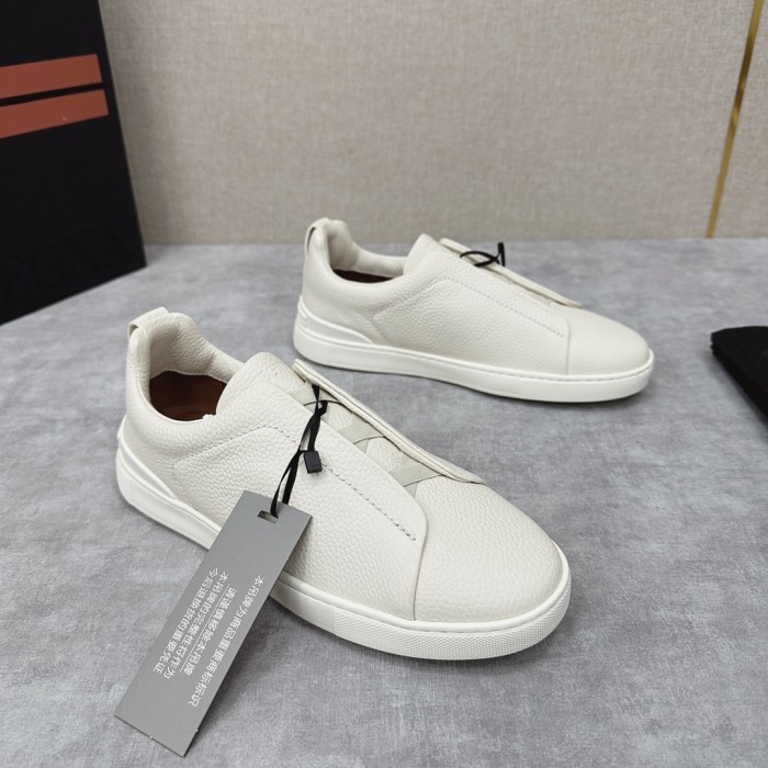 NIGO Ermenegildo Zegna Men's Solid Color Leather Fabric Simple Flat Casual Shoes #nigo77176