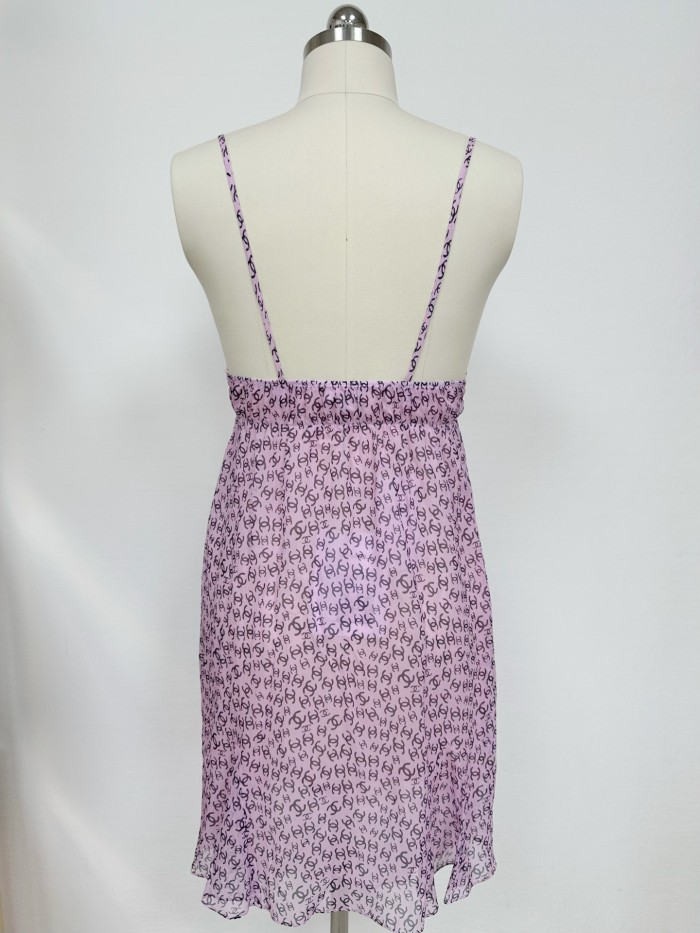NIGO Chanel Women's Summer Solid Color Alphabet Spaghetti Strap Silk Dress #nigo77167