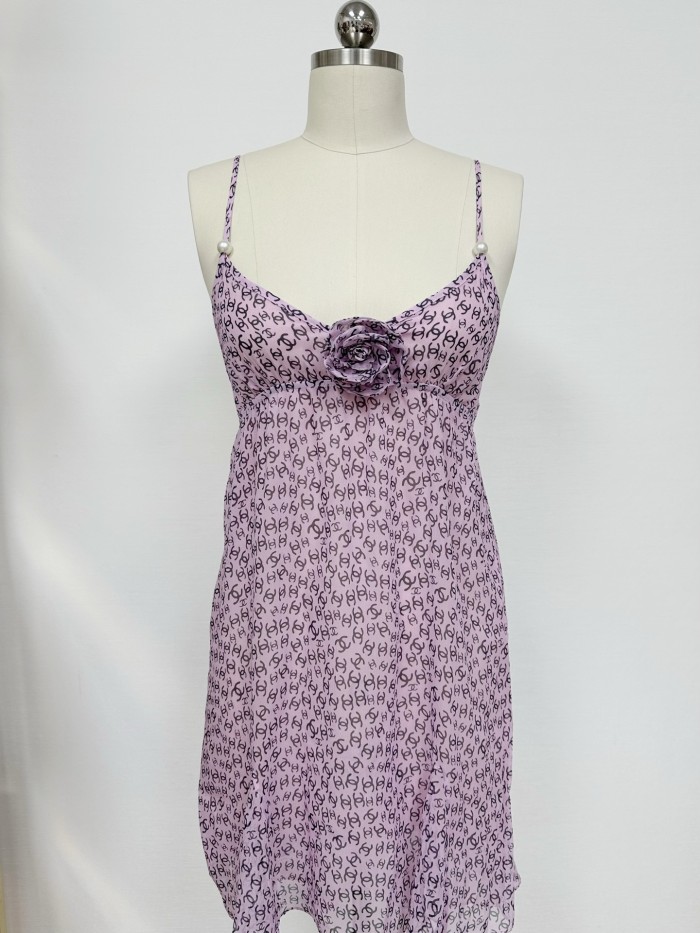 NIGO Chanel Women's Summer Solid Color Alphabet Spaghetti Strap Silk Dress #nigo77167