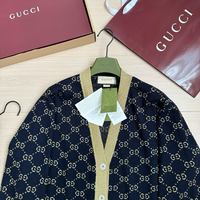 NIGO Gucci Women's Spring And Fall Letter V-neck Single Breasted Long Sleeved Knit Cardigan Jacket #nigo77164