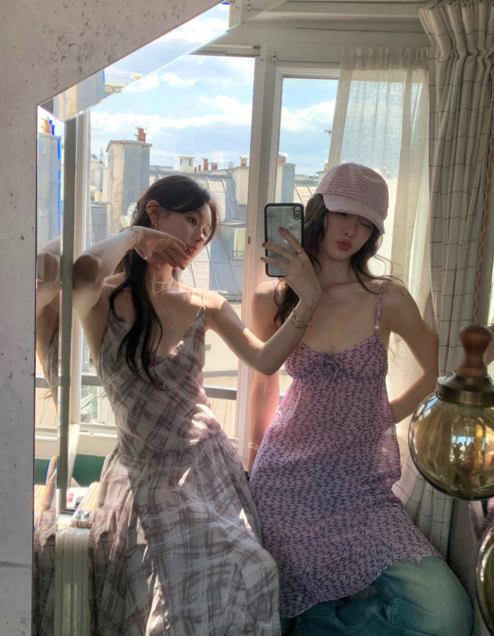 NIGO Chanel Women's Summer Solid Color Alphabet Spaghetti Strap Silk Dress #nigo77167