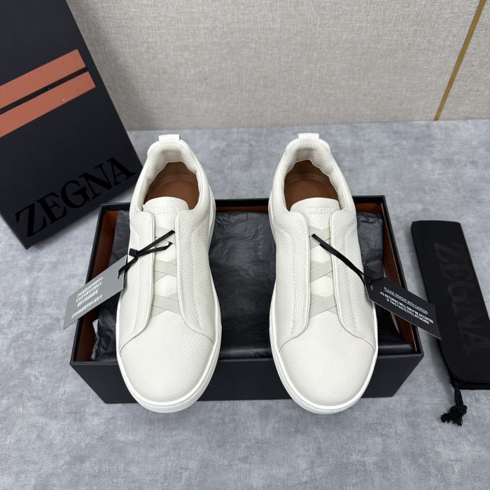 NIGO Ermenegildo Zegna Men's Solid Color Leather Fabric Simple Flat Casual Shoes #nigo77176