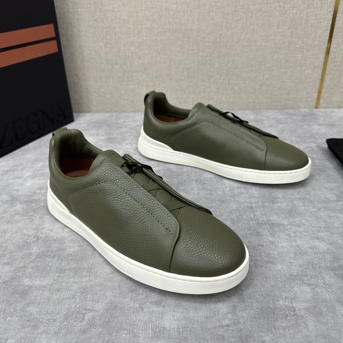 NIGO Ermenegildo Zegna Men's Solid Color Leather Fabric Simple Flat Casual Shoes #nigo77176