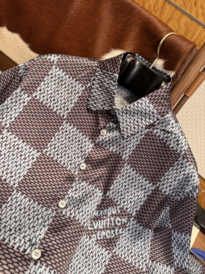 NIGO Louis Vuitton Men's Summer Solid Color Checkered Print Single-Breasted Short-Sleeved Shirt and Casual Shorts Set Suit #nigo77177