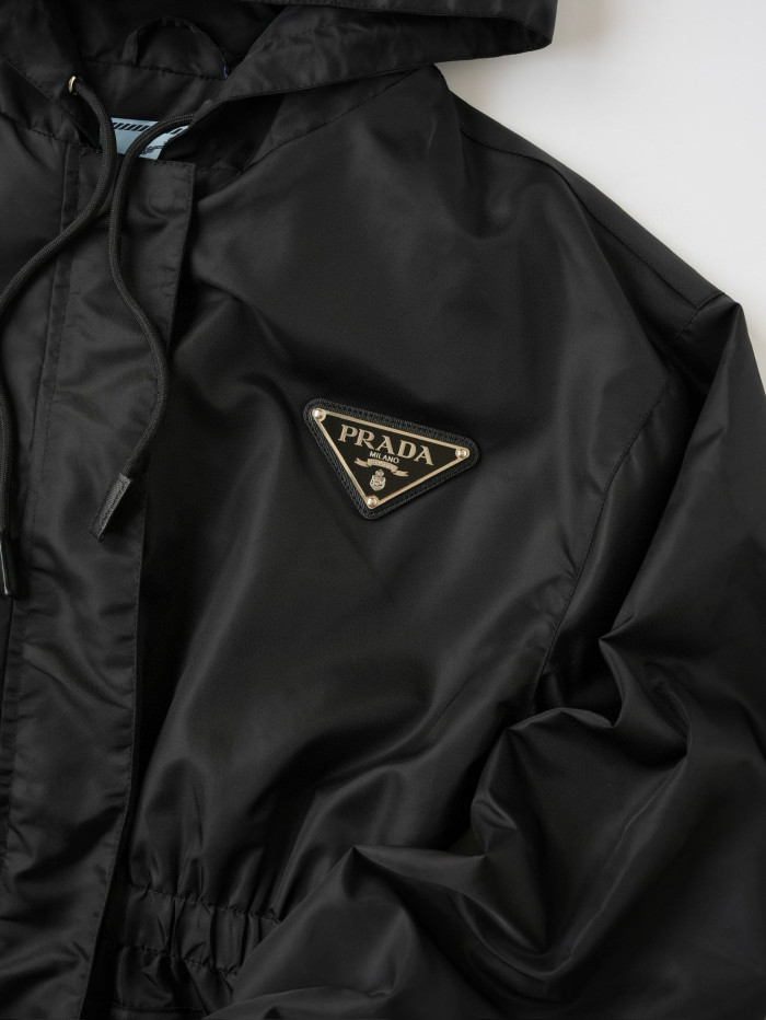NIGO Prada Women's Spring/Autumn Solid Colour Nylon Fabric Hooded Zipper Long Sleeve Jacket #nigo77165