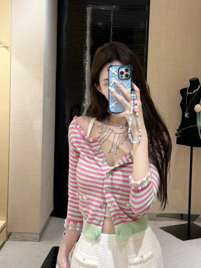 NIGO Chanel Women's Striped Button Spring Autumn Winter Cashmere Single Breasted Color Blocking Long Sleeve Cardigan Ngvp #nigo1686