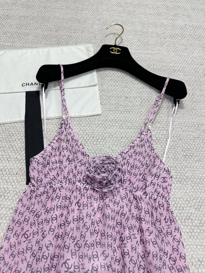 NIGO Chanel Women's Summer Solid Color Alphabet Spaghetti Strap Silk Dress #nigo77167