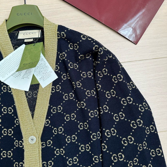 NIGO Gucci Women's Spring And Fall Letter V-neck Single Breasted Long Sleeved Knit Cardigan Jacket #nigo77164