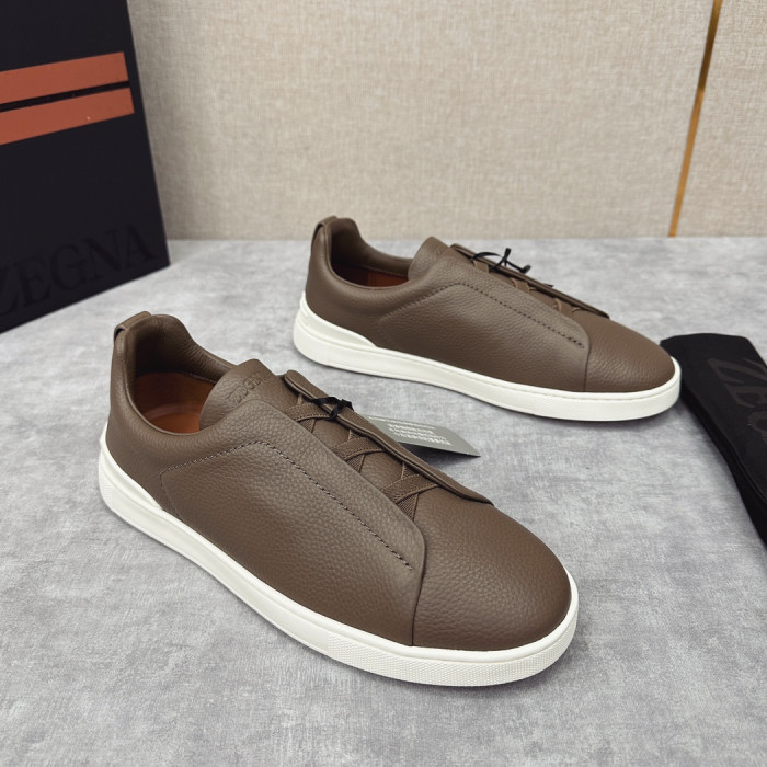 NIGO Ermenegildo Zegna Men's Solid Color Leather Fabric Simple Flat Casual Shoes #nigo77176