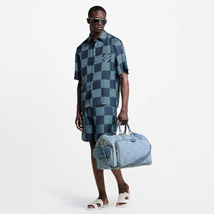 NIGO Louis Vuitton Men's Summer Solid Color Checkered Print Single-Breasted Short-Sleeved Shirt and Casual Shorts Set Suit #nigo77177