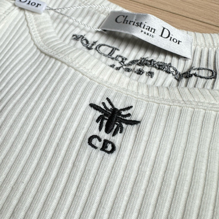 NIGO DIOR Women's Summer Solid Color Embroidered Bee Print Round Neck Tank Top #nigo77174