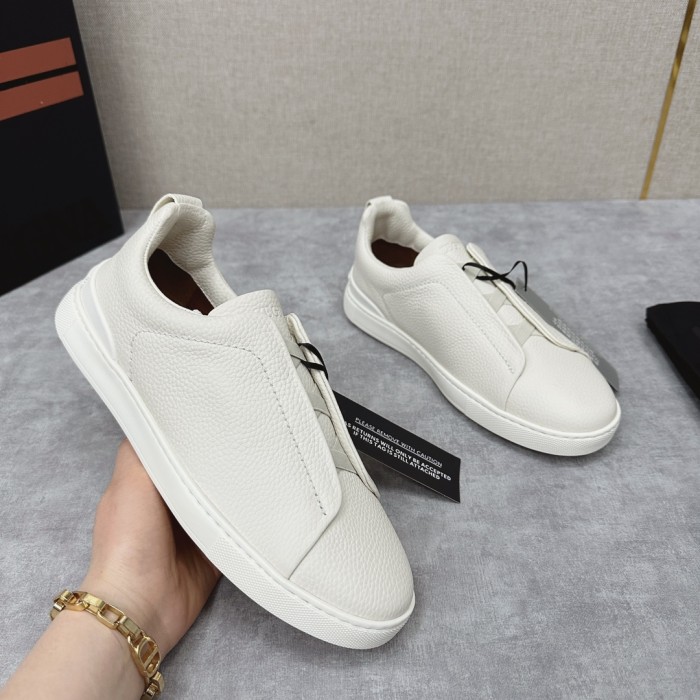 NIGO Ermenegildo Zegna Men's Solid Color Leather Fabric Simple Flat Casual Shoes #nigo77176
