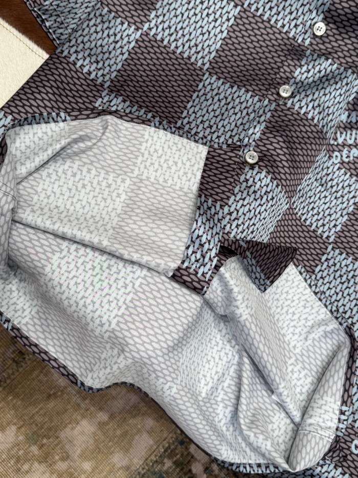 NIGO Louis Vuitton Men's Summer Solid Color Checkered Print Single-Breasted Short-Sleeved Shirt and Casual Shorts Set Suit #nigo77177