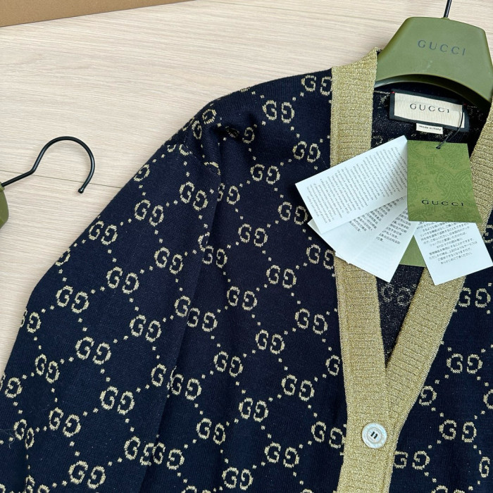 NIGO Gucci Women's Spring And Fall Letter V-neck Single Breasted Long Sleeved Knit Cardigan Jacket #nigo77164