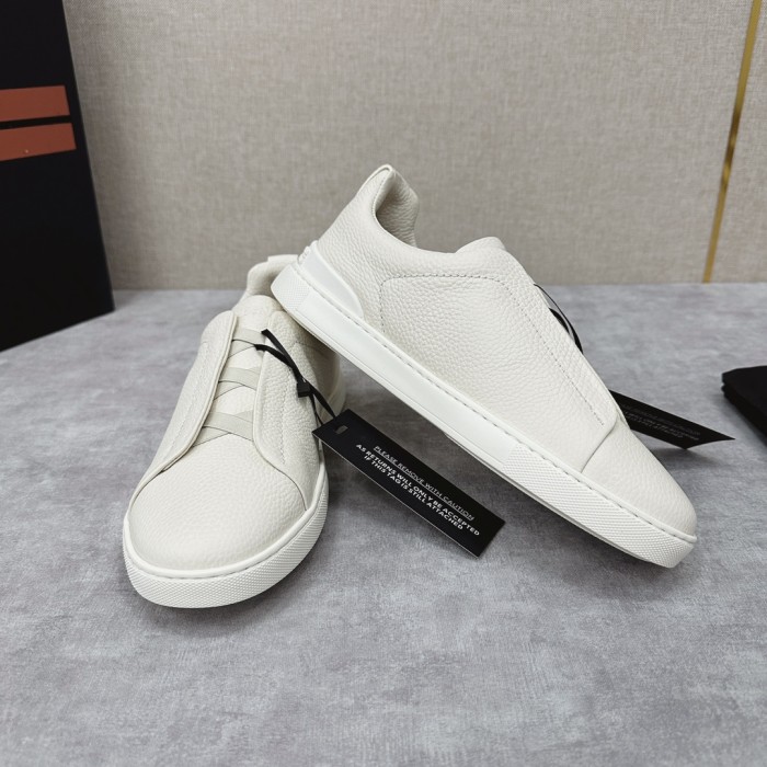 NIGO Ermenegildo Zegna Men's Solid Color Leather Fabric Simple Flat Casual Shoes #nigo77176