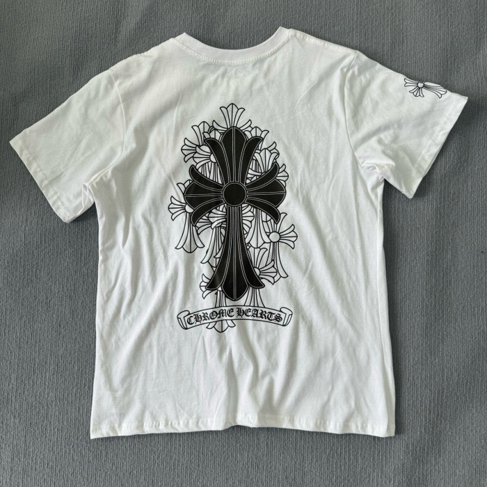 NIGO Chrome Hearts Men's Summer Solid Color Cross Print Round Neck Cotton Short Sleeve T-Shirt #nigo77171